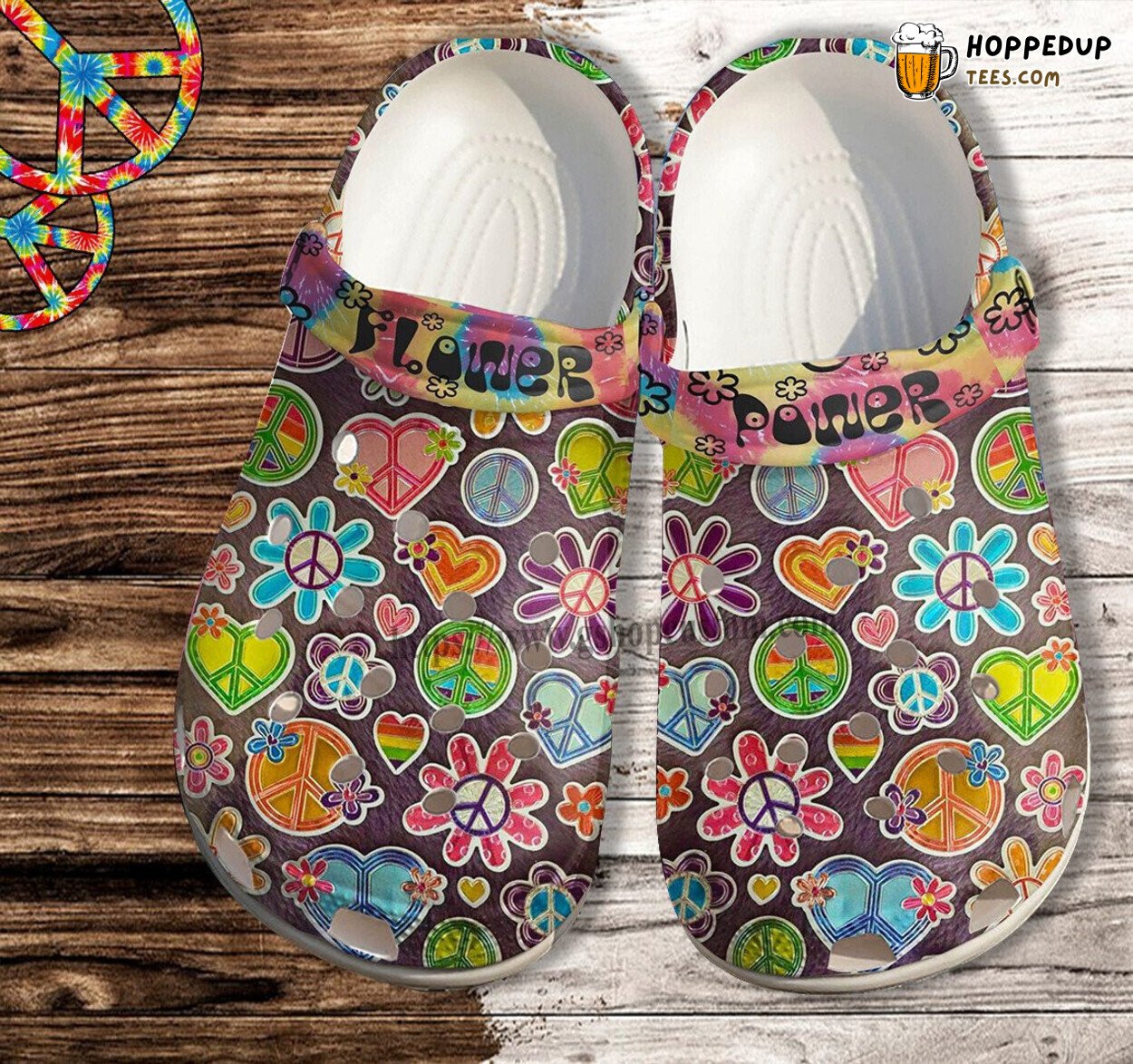 Heart Hippie Peace Flower Sticker Women World Comfortable Clogs