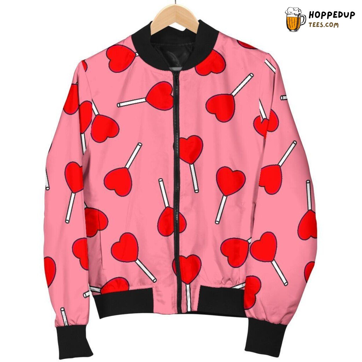 Heart Shaped Lollipop Delight Men’s Bomber Jacket Unique Pattern Display