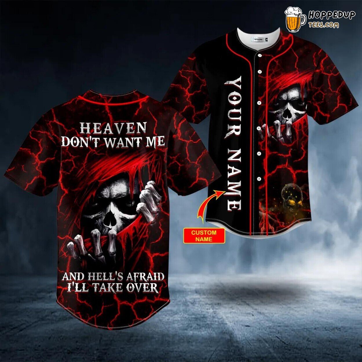 Heaven’s Reject Red Hood Grim Reaper Skull Baseball Jersey Viking 3D Print Tee