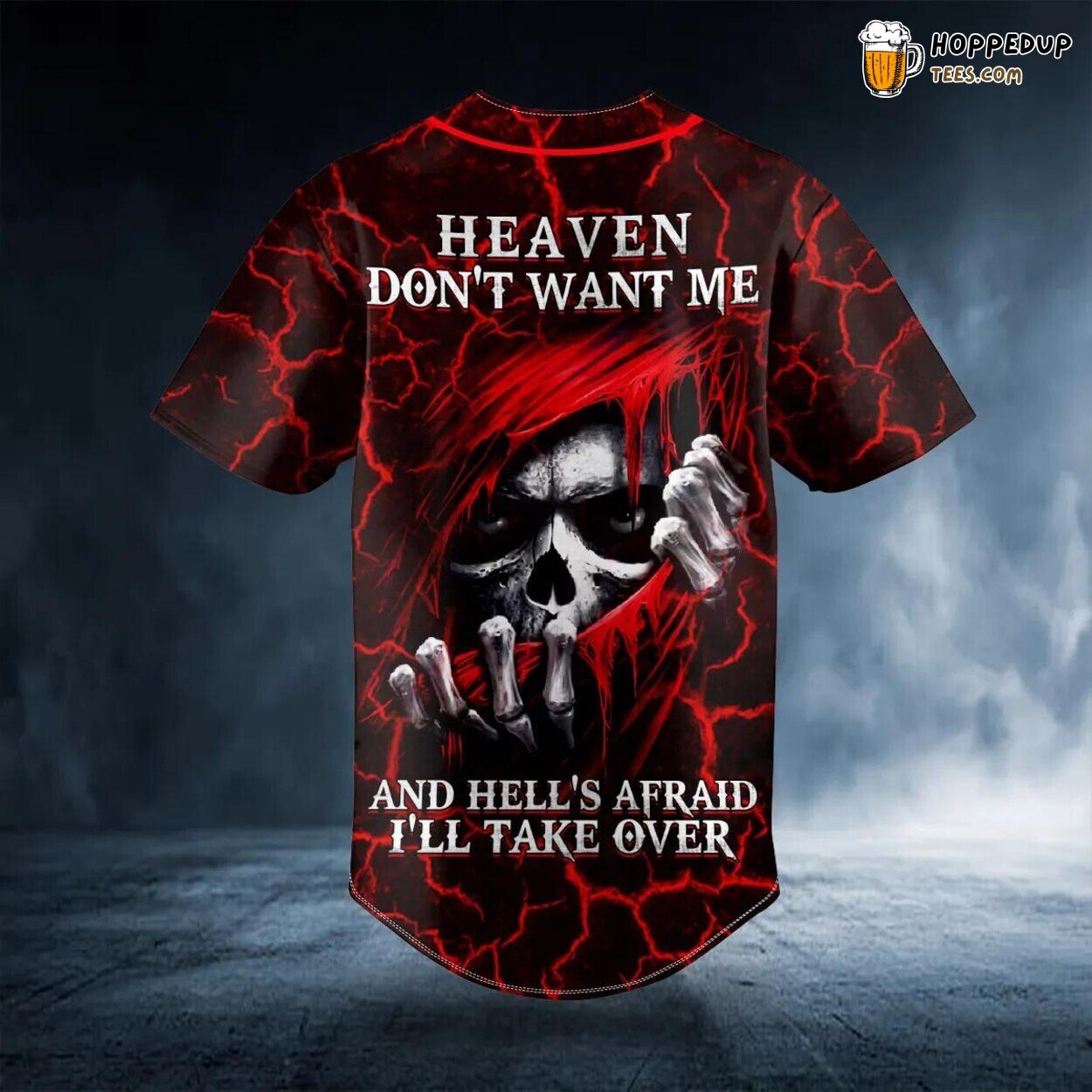Heaven’s Reject Red Hood Grim Reaper Skull Baseball Jersey Viking 3D Print Tee