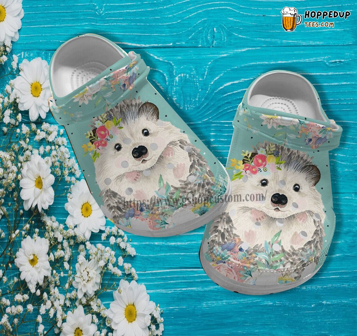 Hedgehog Floral Mother Day Grandaughter Gift Customizable Croc Clogs