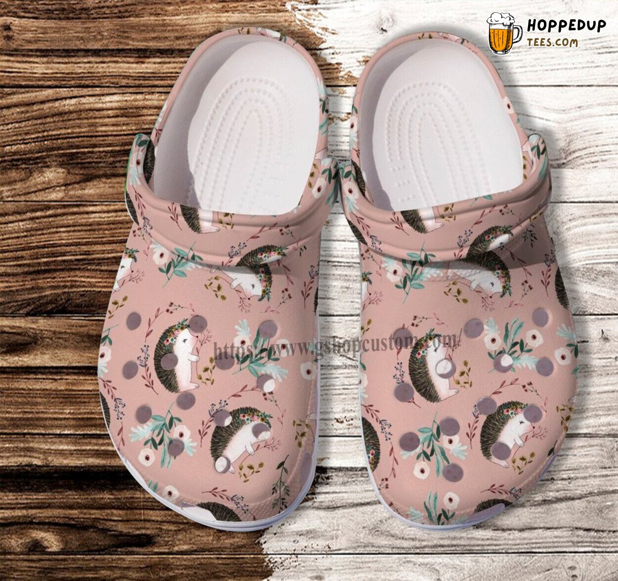 Hedgehog Flower Cute Pink Mother Day Gift Comfortable Croc Clogs