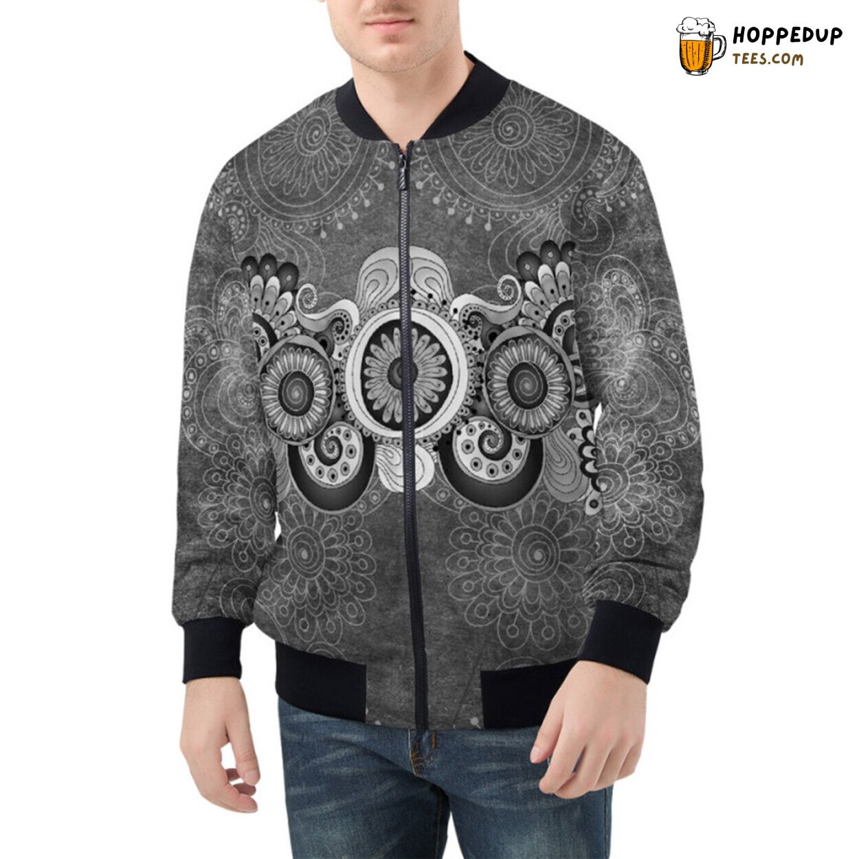 Henna Paisley Mehndi Designs Elegantly Crafted in Unique Style Bomber Jacket