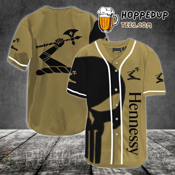 Hennessy Black Skull Themed Baseball Jersey Distinctive Design Unique Look