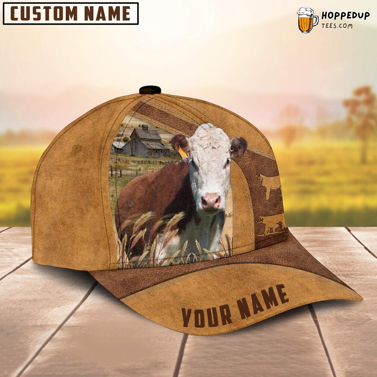 Hereford Cattle Custom Farm Baseball Cap Authentic Farmer Lover