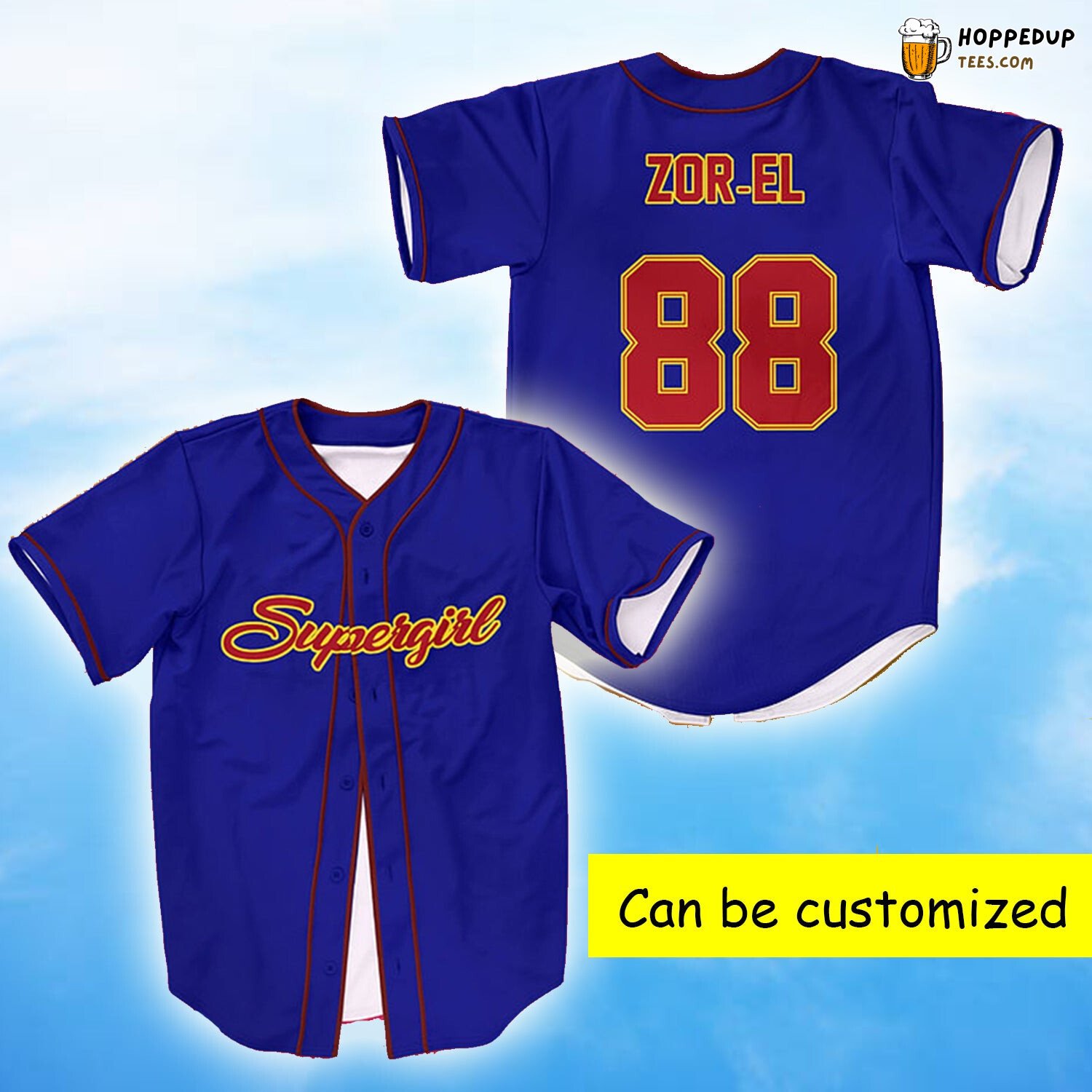 Heroic Supergirl Inspired 3D Printed Baseball Jersey Feminine