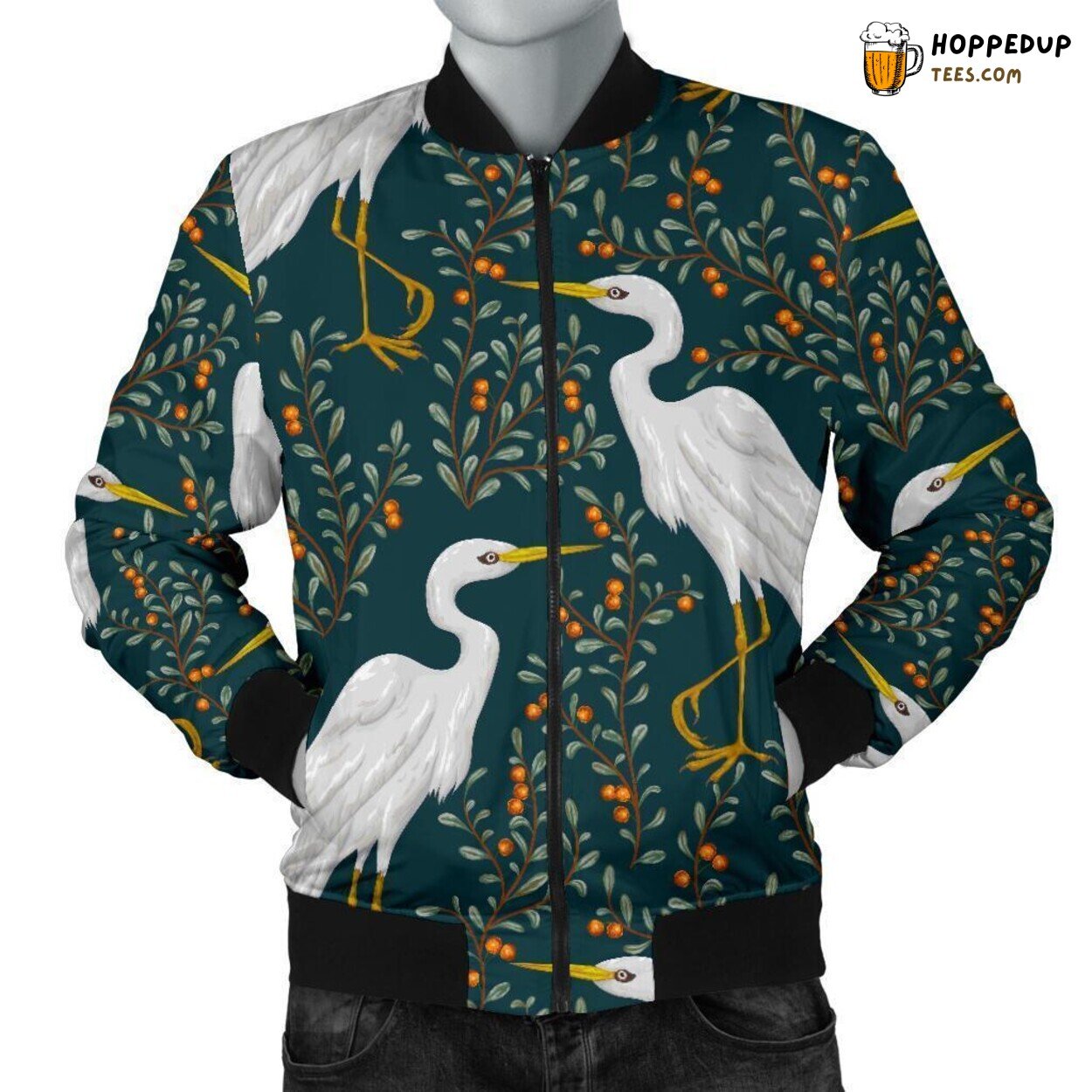 Heron in Nature Men’s Bomber Jacket Unique Essence Pattern Display Tribute