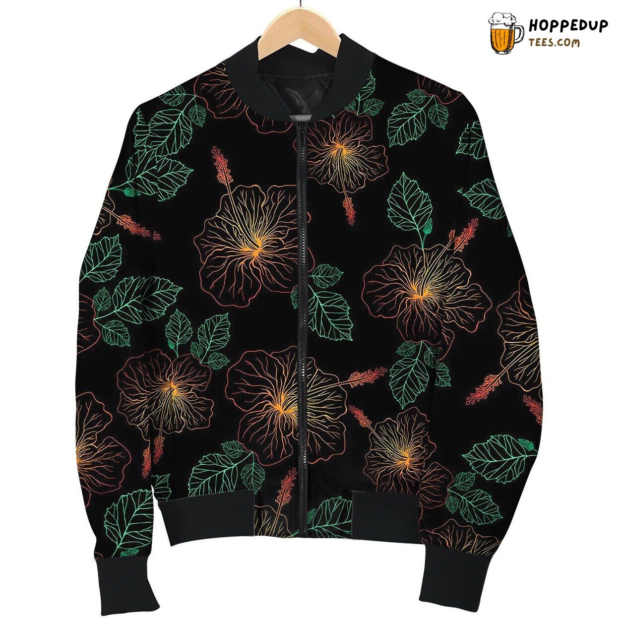Hibiscus Flower Seamless Pattern Bomber Jacket