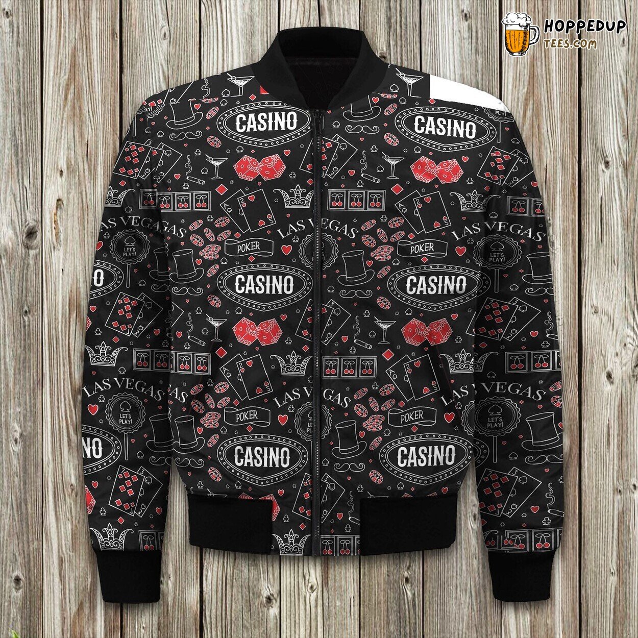 High Stakes Casino Poker Theme Winter Comfort Bomber Jacket Series