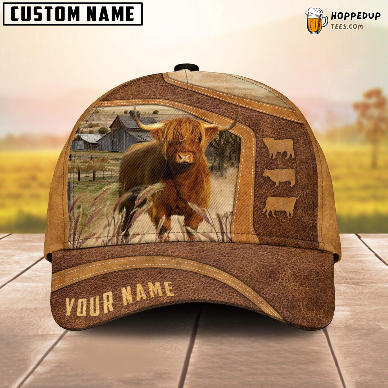 Highland Cale Farm Custom 3D Print Cap Farm Lovers Leather Animal