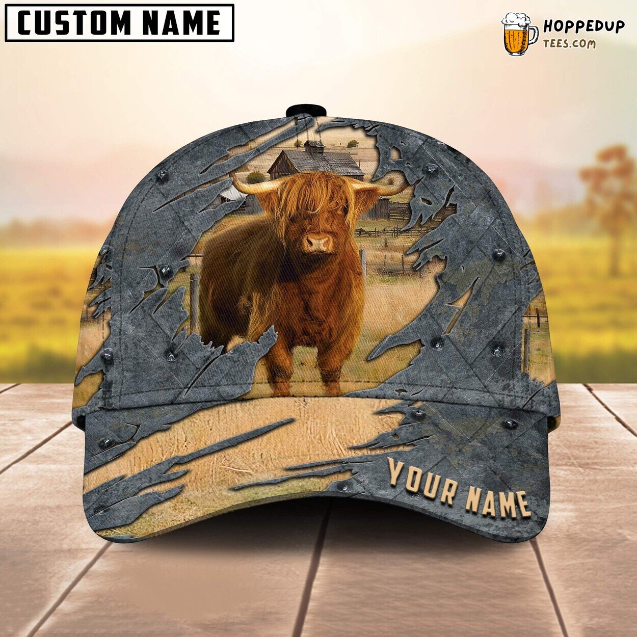 Highland Name Exclusive 3D Cap Baseball Print Farm Lovers Animal Leather Cap