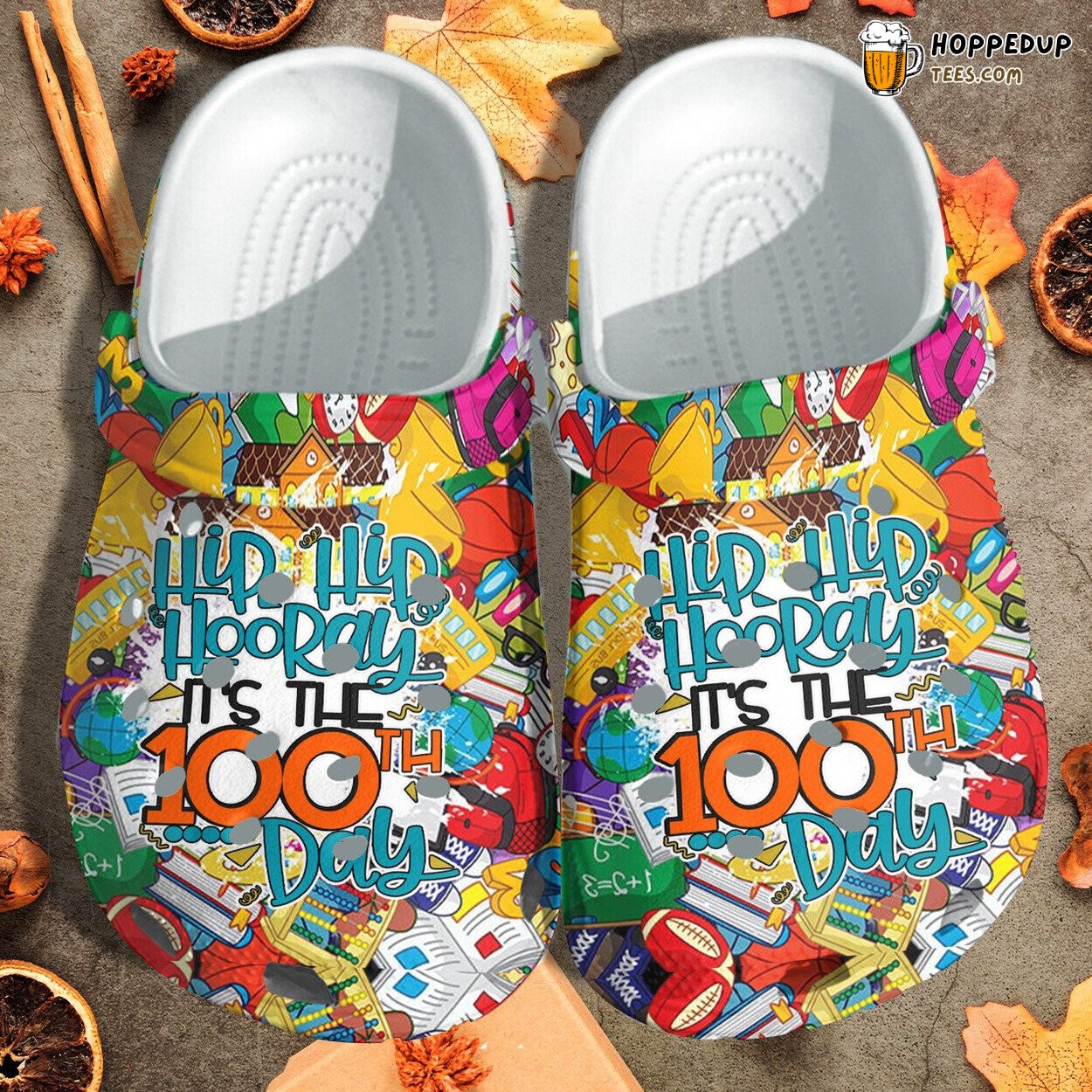 Hip Hip Hooray 100th Day Celebration Themed Crocbland Clogs Gift