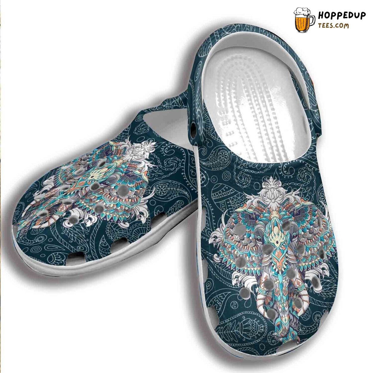 Hippie Art Elephant Croc Shoes Drawing Design Birthday Gifts Comfortable Wear