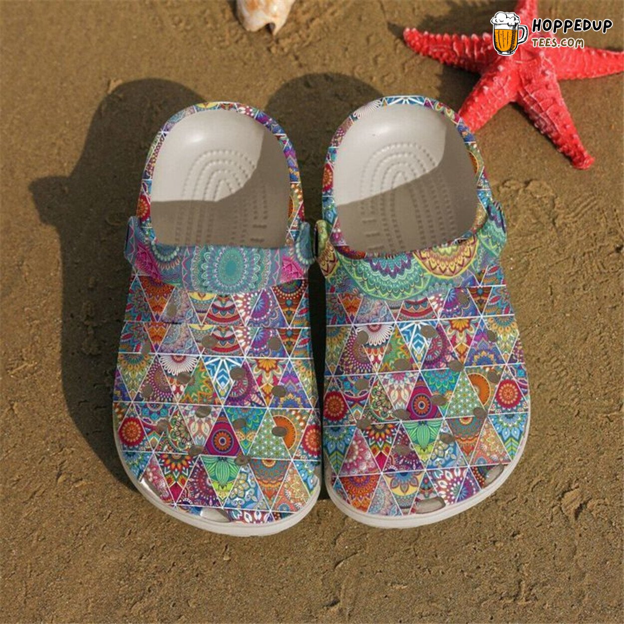 Hippie Bohemian Pattern Theme Comfortable Clogs Vibrant Design Shoes