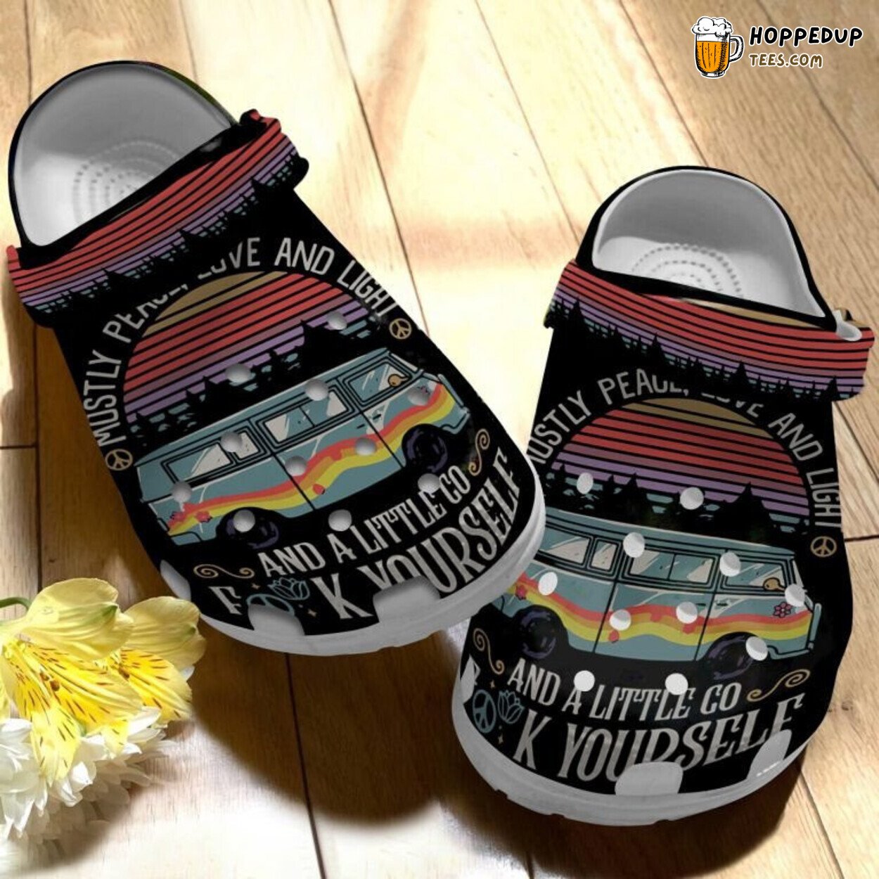 Hippie Bus Little Go Theme Holiday Gift Comfortable Clogs Shoes