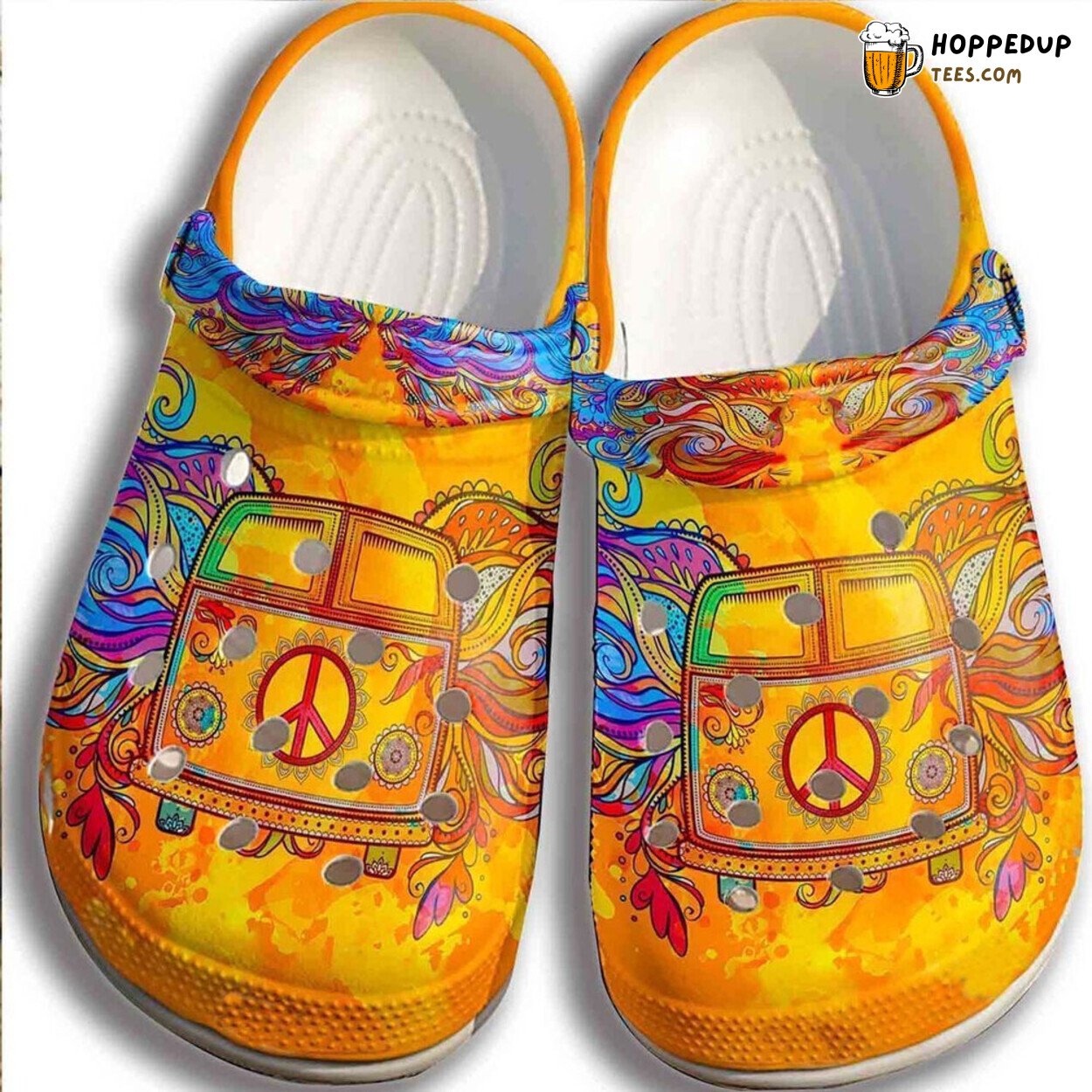Hippie Bus Themed Lover Gift Comfortable Rubber Clogs Artistic Shoes