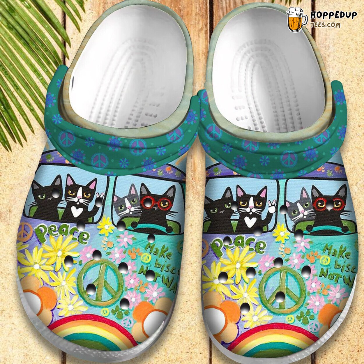Hippie Cat Vans Bus Lover Gift Themed Comfortable Unique Rubber Clogs