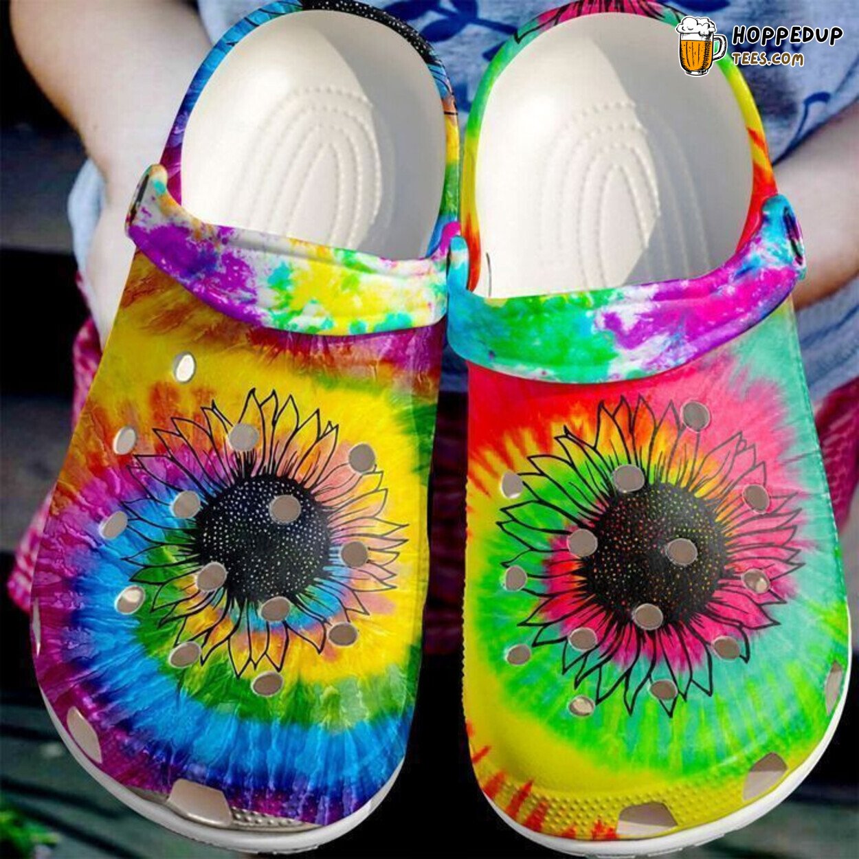 Hippie Colors Theme Stylish Comfortable Unique Clog Shoes Gift