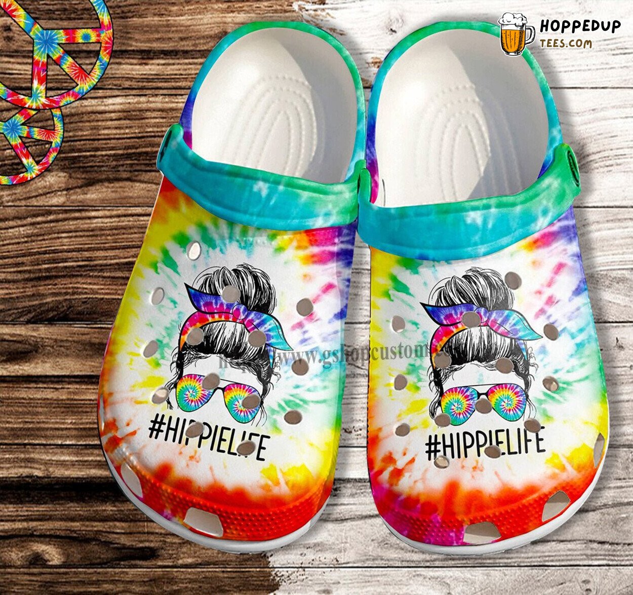 Hippie Cool Girl Glasses Life Rainbow Birthday Girl Croc Clogs
