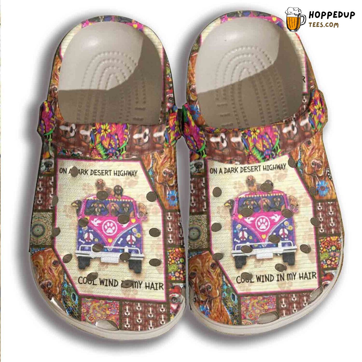 Hippie Dachshund Croc Shoes Dog Bus Highway Themed Gifts Comfortable