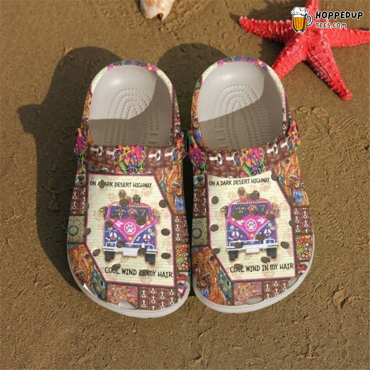 Hippie Dachshund Themed Classic Comfortable Clogs Shoes Unique Pet Lovers