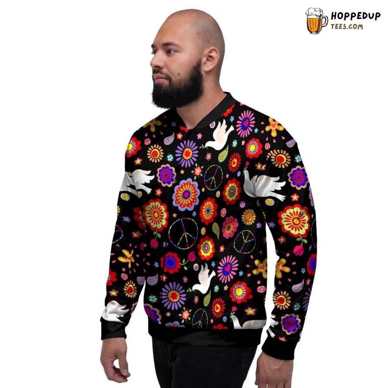 Hippie Drove Design Showcase Men’s Bomber Jacket Vintage Road Trip Vibe