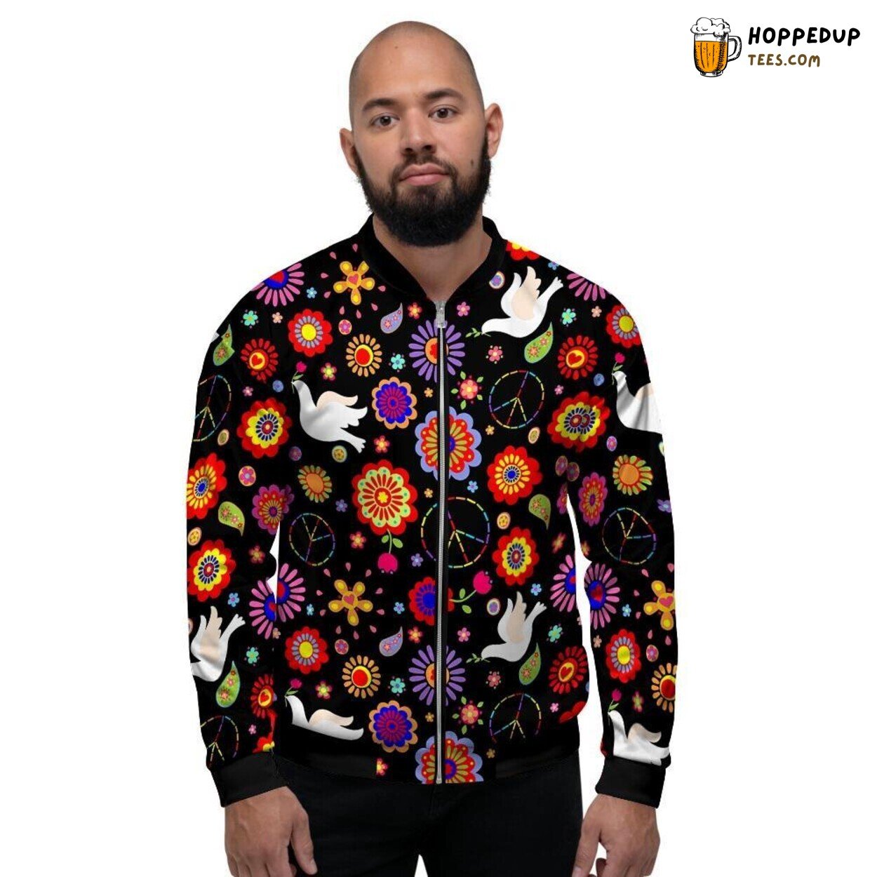 Hippie Drove Design Showcase Men’s Bomber Jacket Vintage Road Trip Vibe