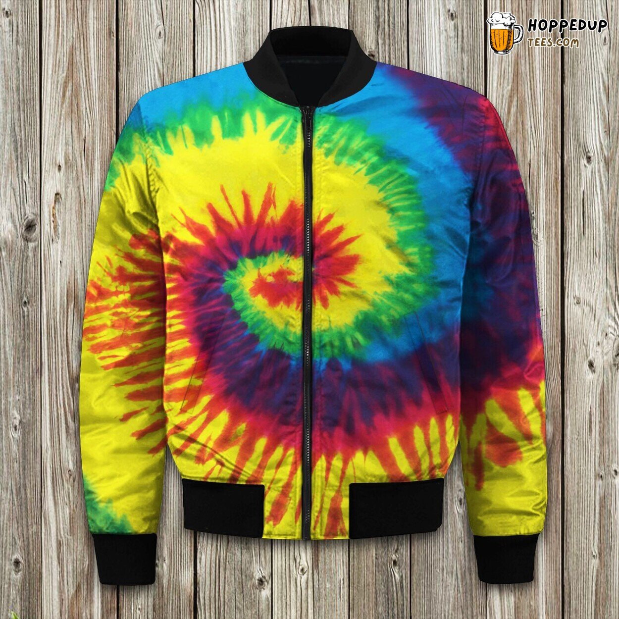 Hippie Ethos Displayed Colorful Winter Bomber Jacket Design
