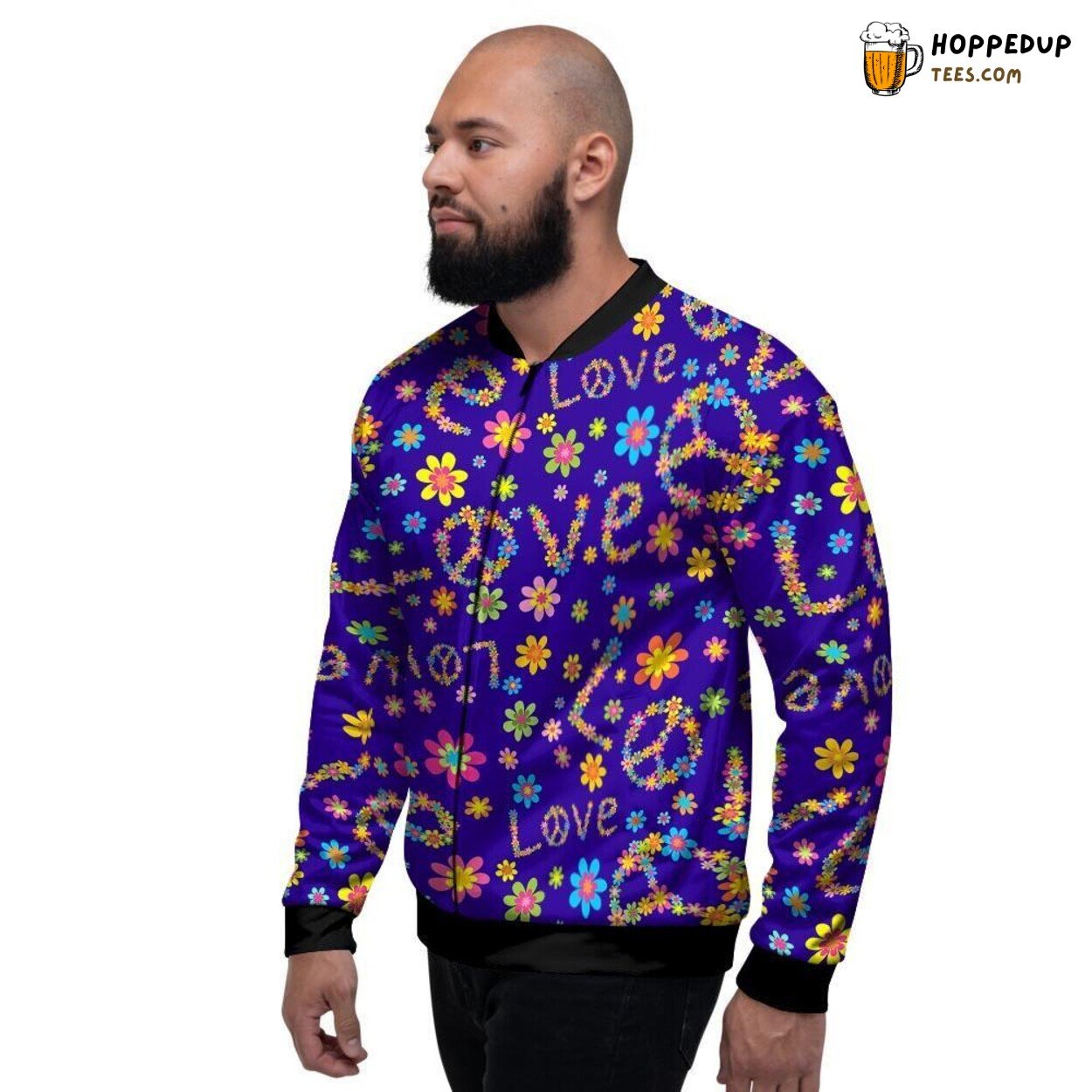 Hippie Floral Abstract Elegance Men’s Bomber Jacket Nature Inspired Design Art
