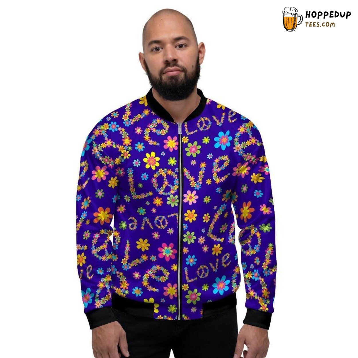 Hippie Floral Abstract Elegance Men’s Bomber Jacket Nature Inspired Design Art
