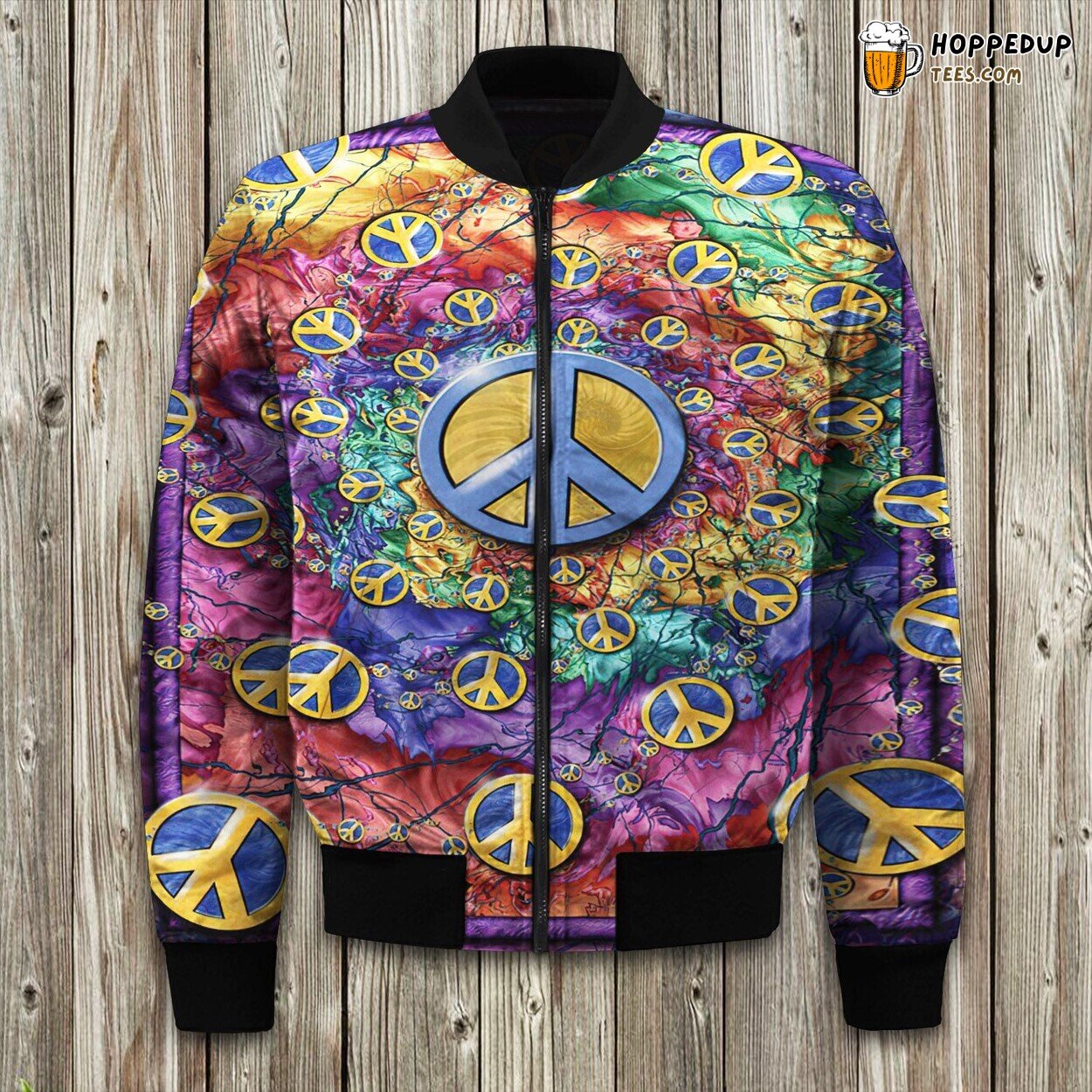 Hippie Freak Peace Sign Bomber Jacket