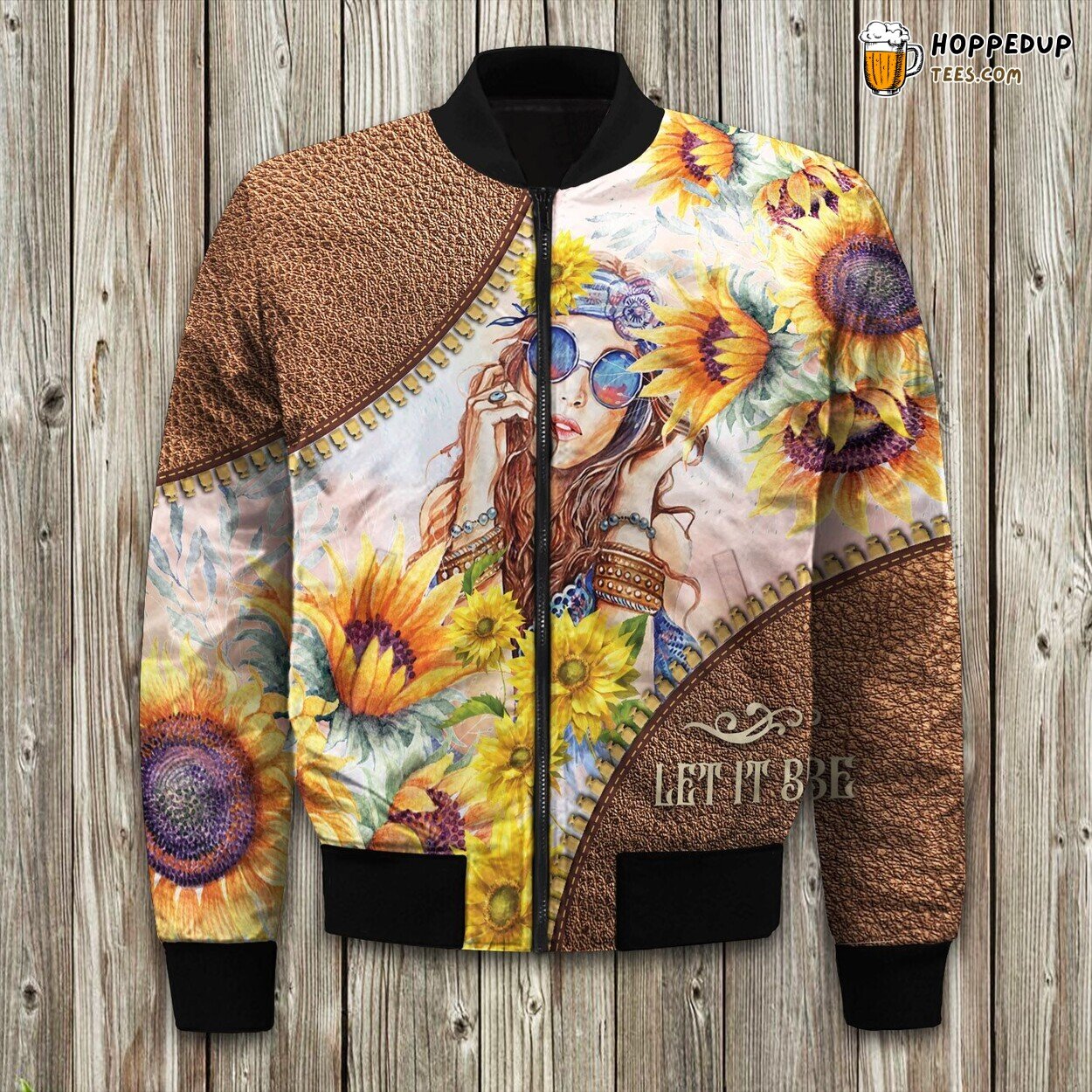 Hippie Girl Leather Style Bomber Jacket