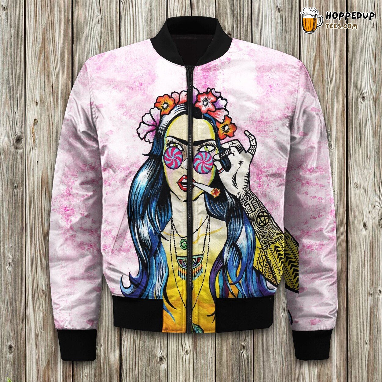 Hippie Glass Hippie Girl Bomber Jacket