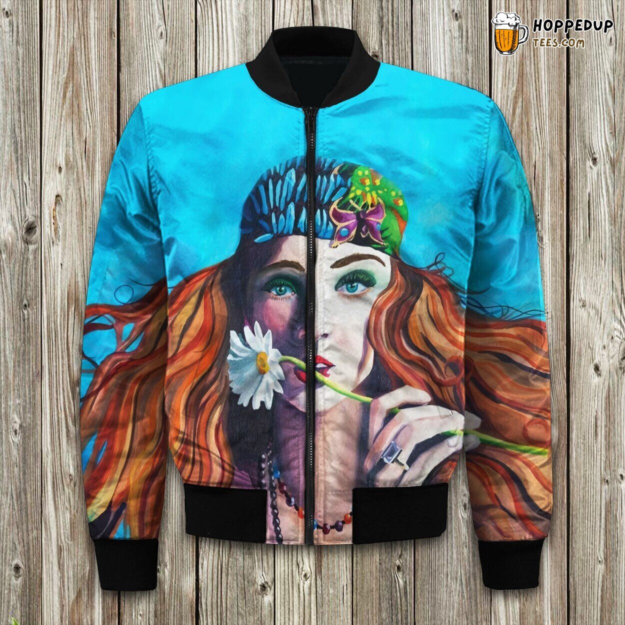 Hippie Hippie Girl Flower Bomber Jacket