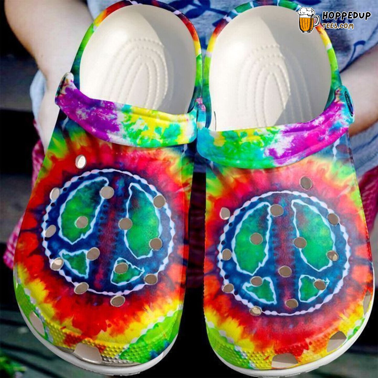 Hippie Life Theme Comfortable Clogs Vibrant Artistic Design Footwear