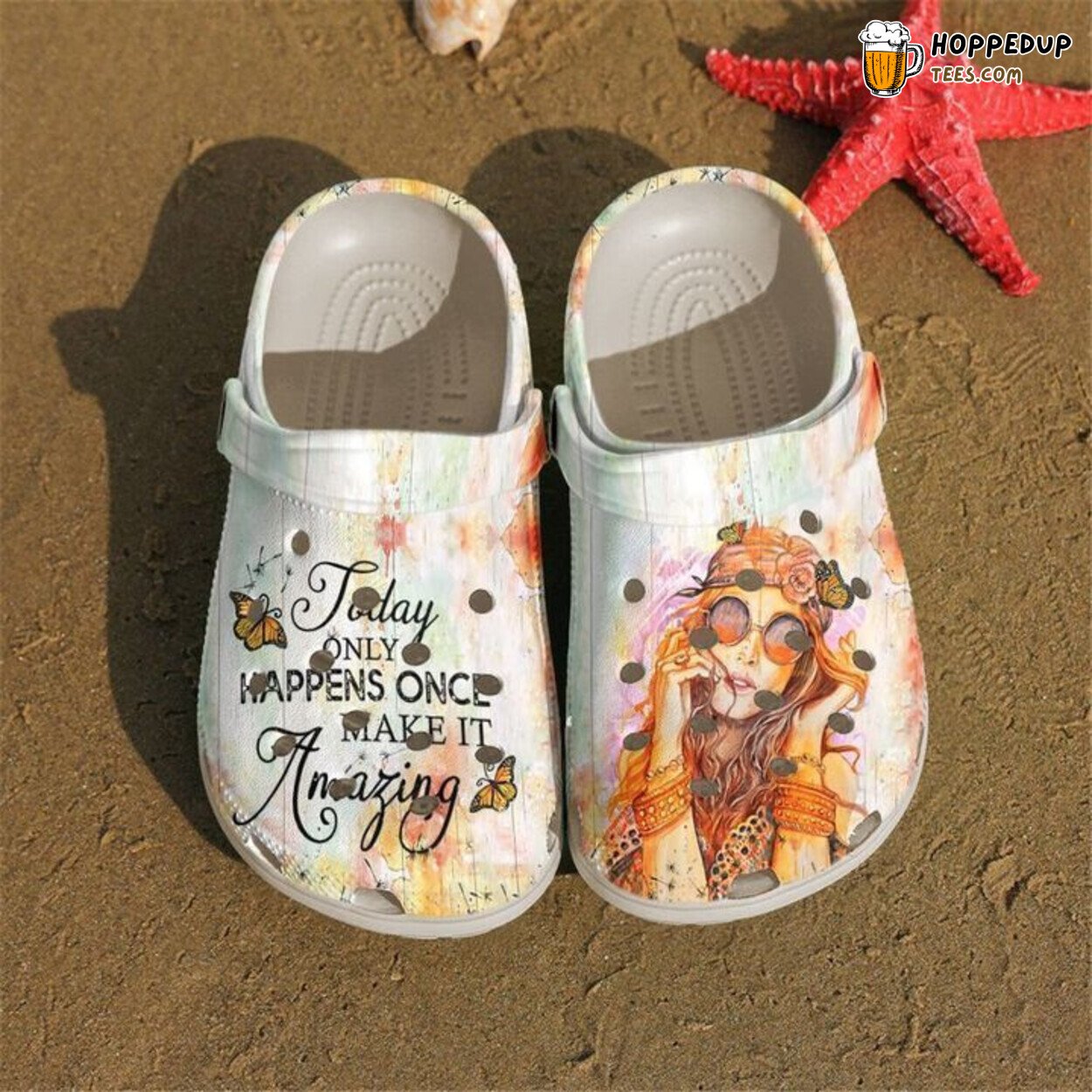 Hippie Make It Amazing Theme Classic Comfortable Clogs Shoes Bohemian Style