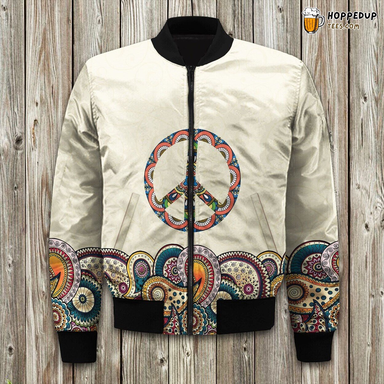 Hippie Mandala Peace Spaghetti Bomber Jacket