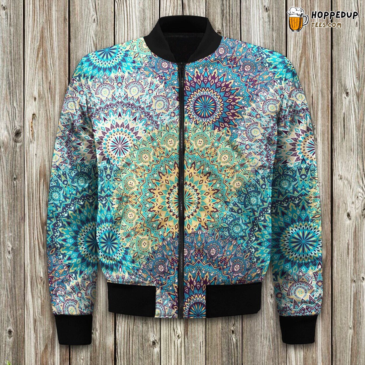 Hippie Mandala Style Spaghetti Bomber Jacket
