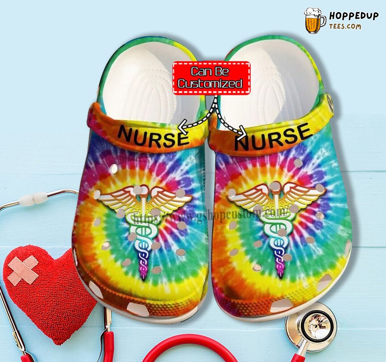 Hippie Nurse Rainbow Color Shoes Gift Women Girl Peace Theme Clogs