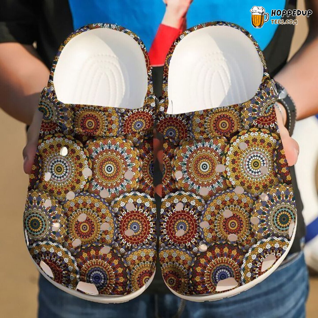 Hippie Pattern Classic Themed Comfortable Unique Clogs Shoes Style