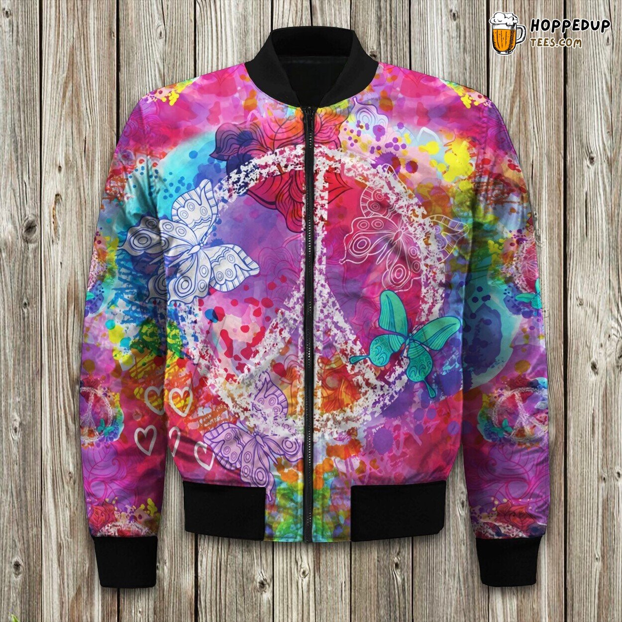 Hippie Peace And Butterfly Bomber Jacket