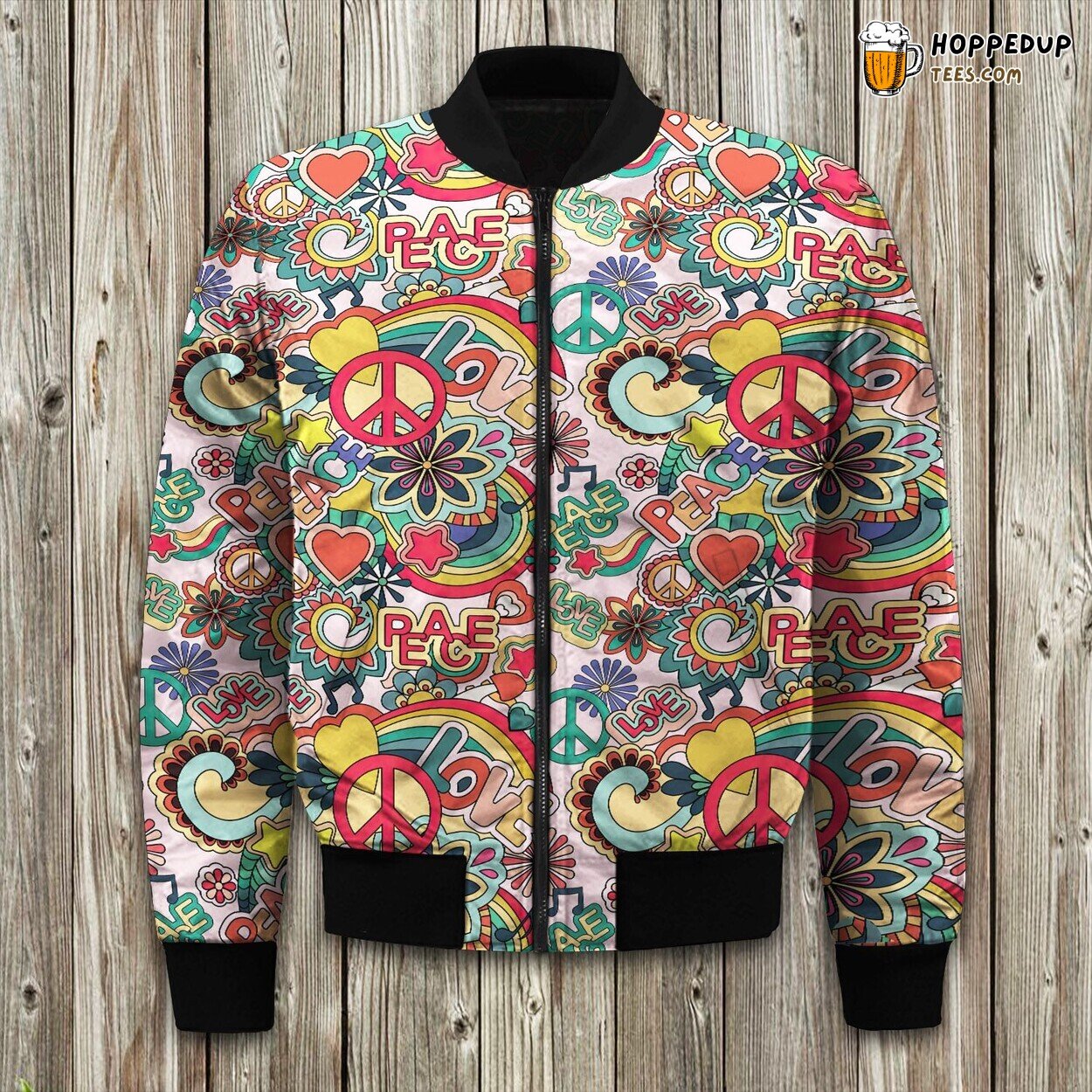 Hippie Peace Colorful Unique Bomber Jacket