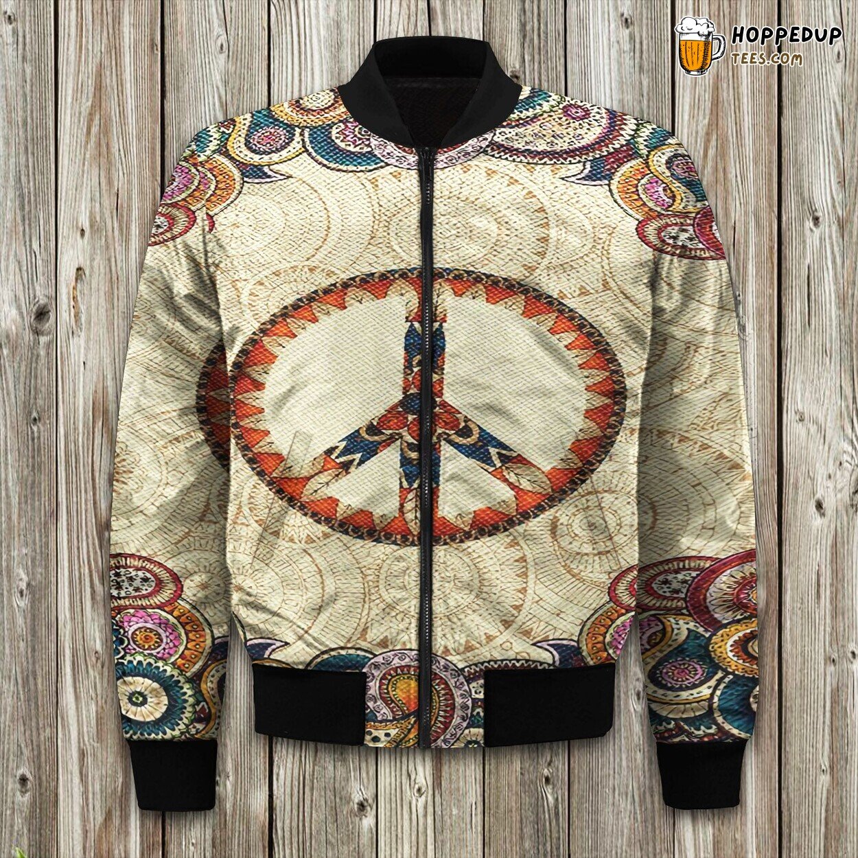 Hippie Peace Mandala Light Bomber Jacket
