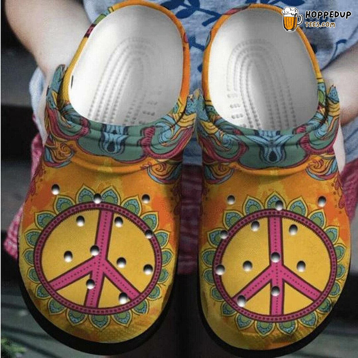 Hippie Peace Orange Mandala Lover Gift Rubber Comfortable Clogs