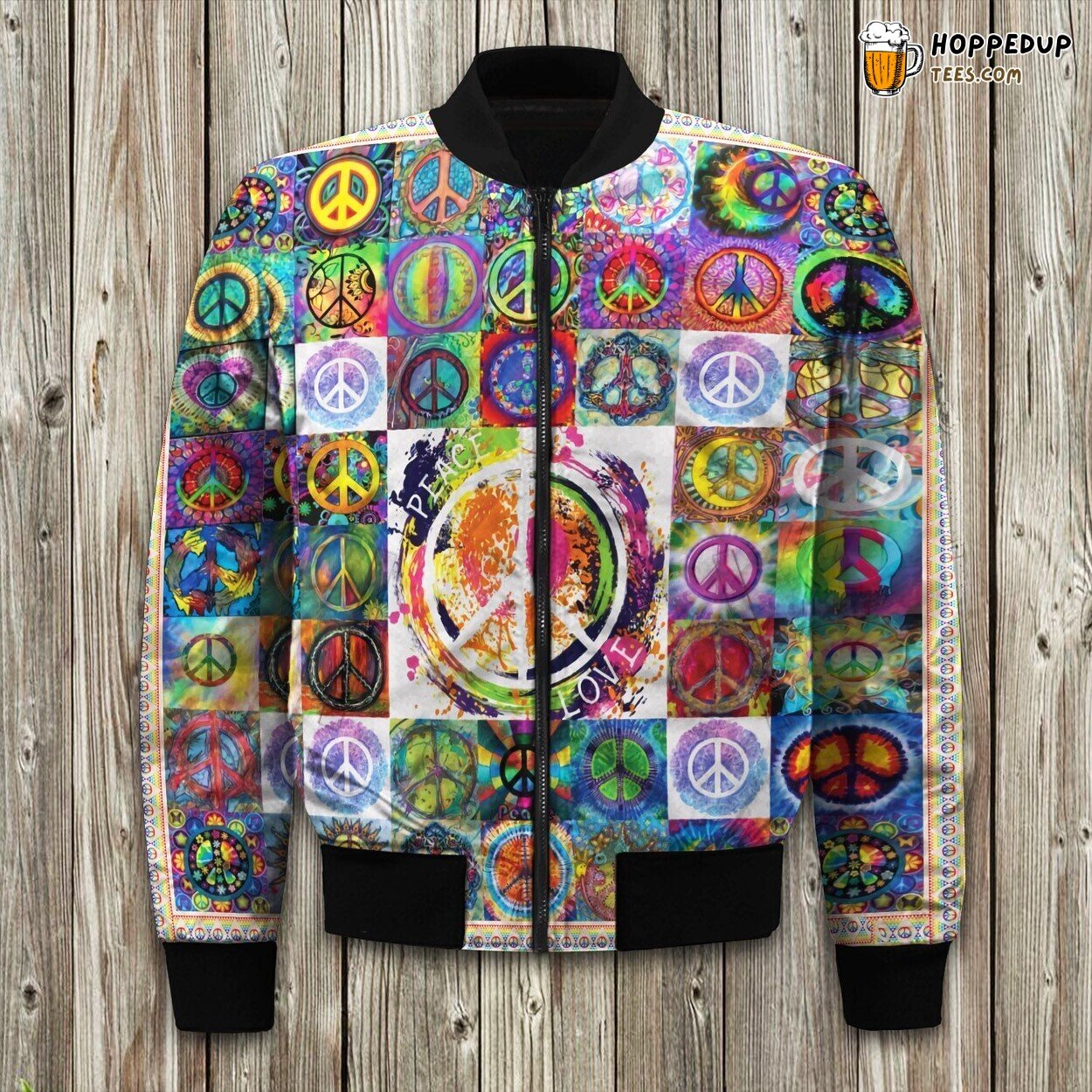 Hippie Peace Square Out Bomber Jacket