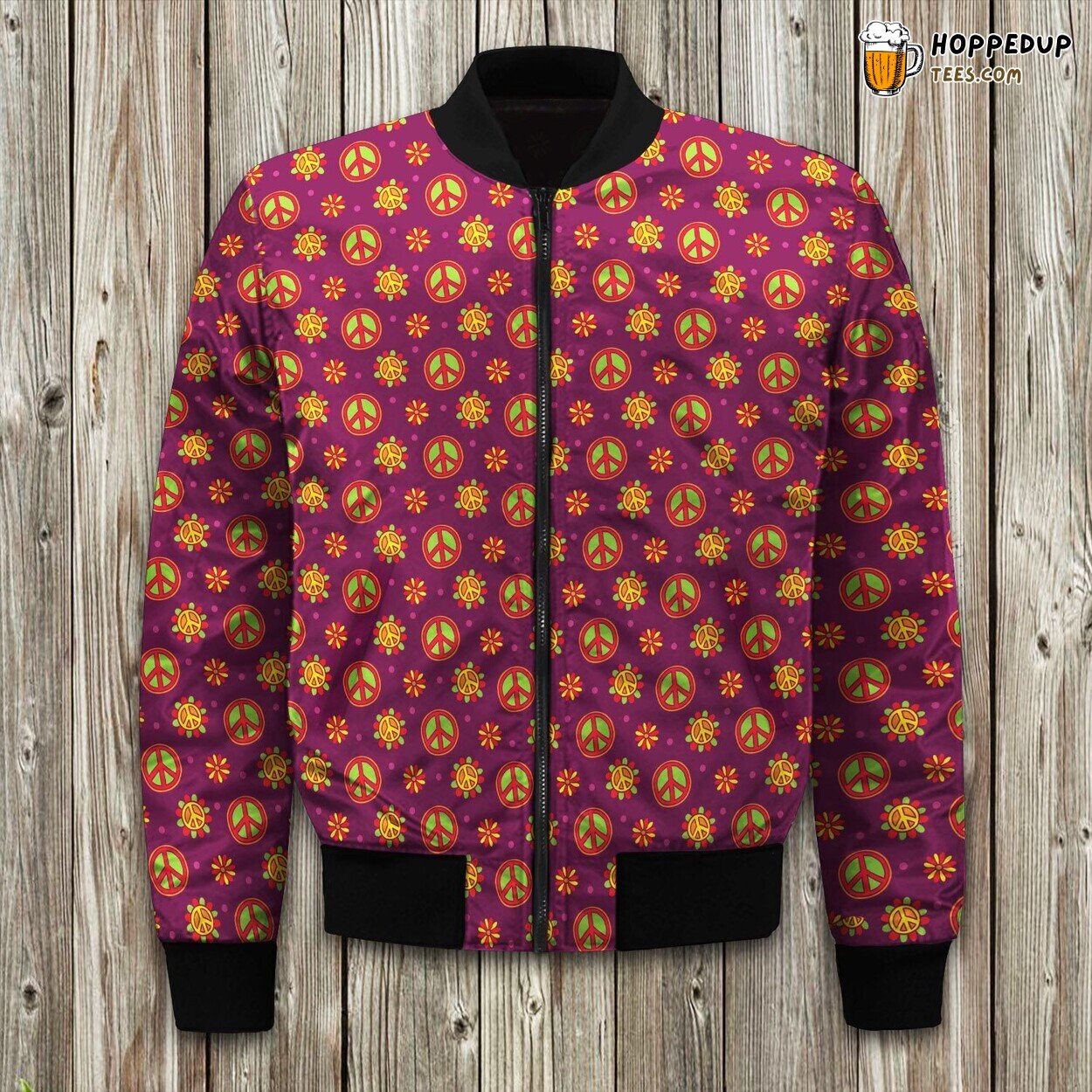 Hippie Peace Symbol Bomber Jacket