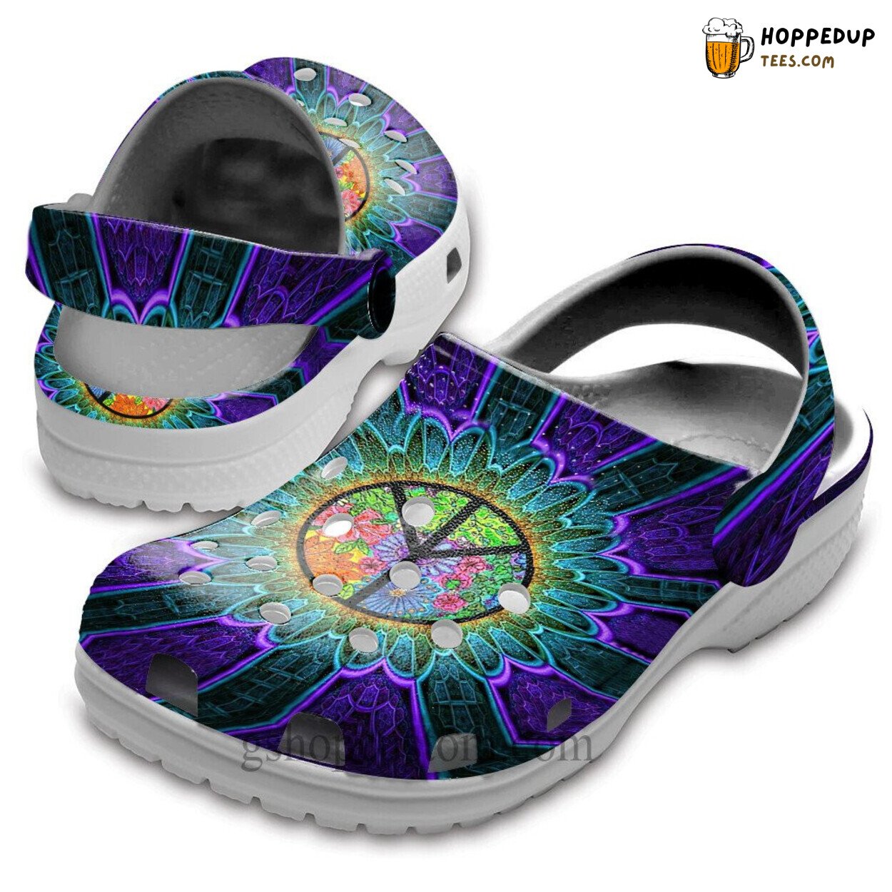 Hippie Peace Trippy Flower Beach Themed Clogs Birthday Gift Footwear