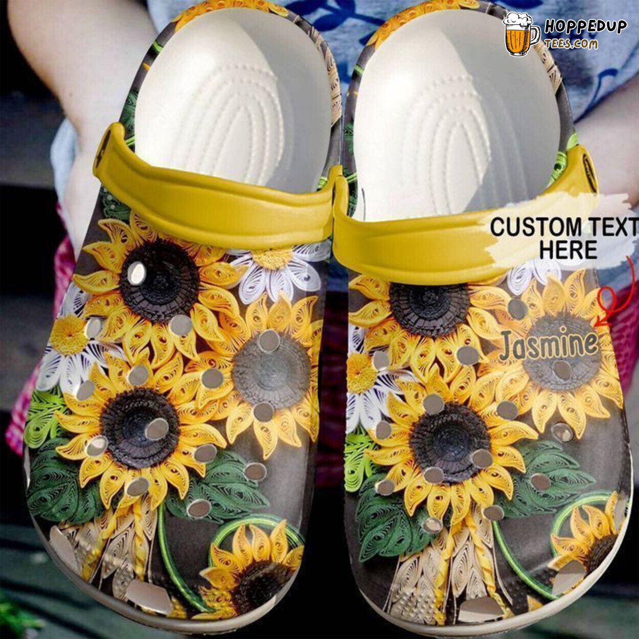 Hippie Personalized Sunflower Artistic Design Comfortable Clog Shoes Style