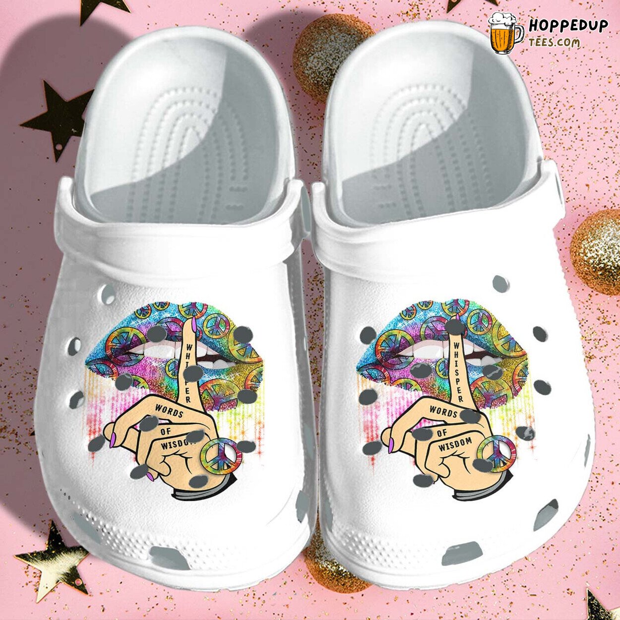 Hippie Rainbow Lip Peace Girl Whisper Custom Outdoor Shoes Gift