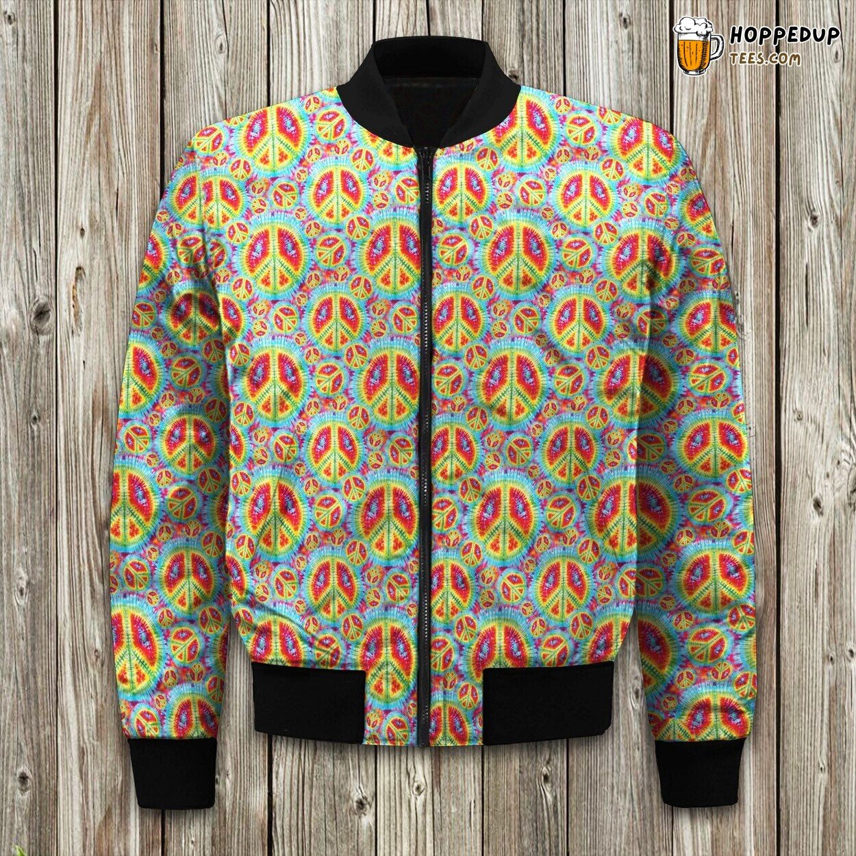 Hippie Simple Language Hologram Bomber Jacket